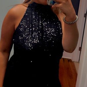 CHELSEA 28 black sequin halter top